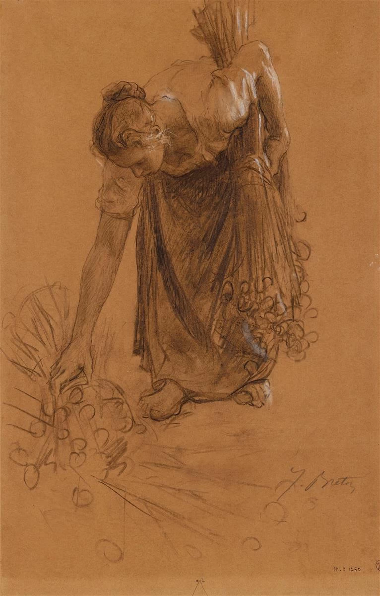Contadina che raccoglie un fascio di garofani, 1895